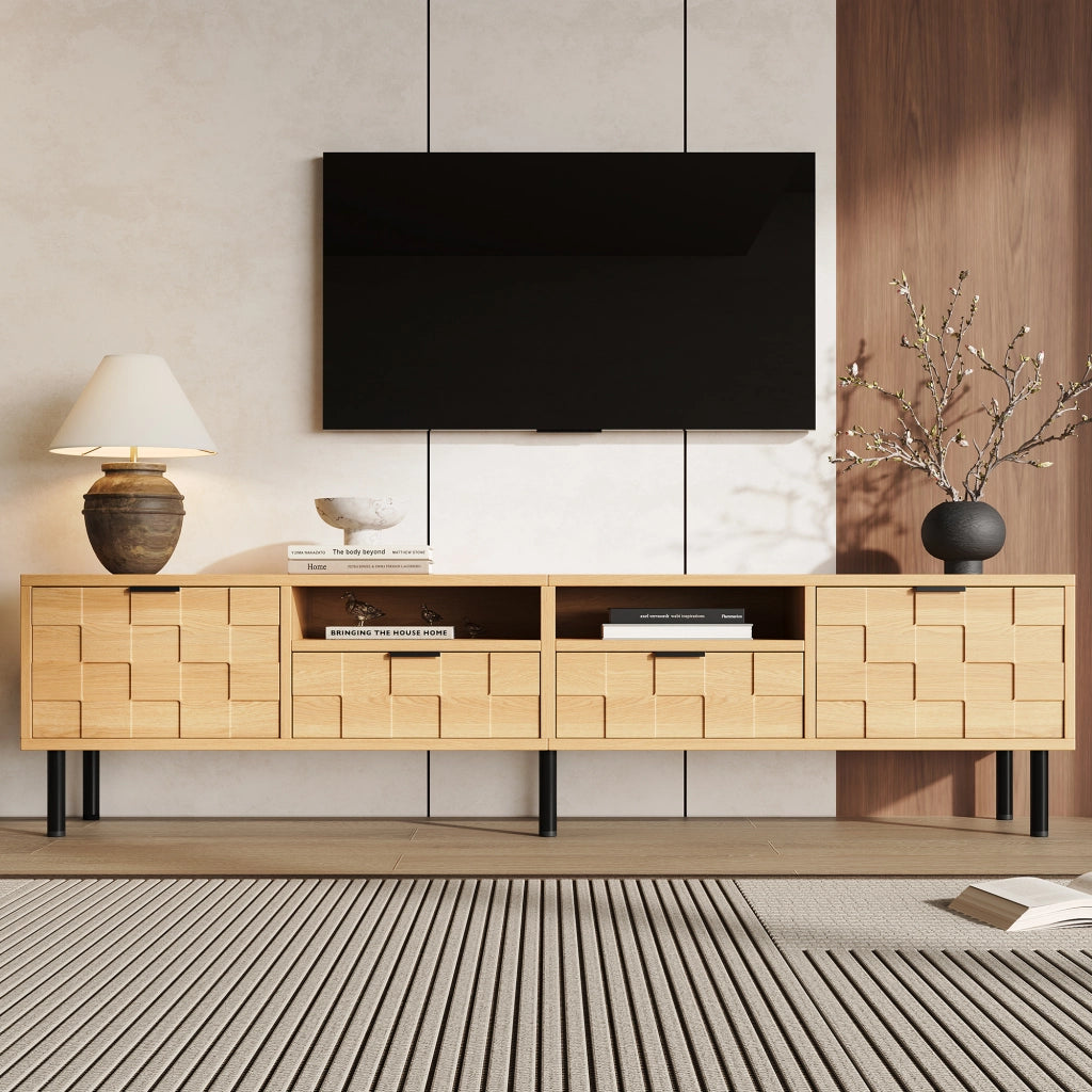 Cassettiera TV Naturale in MDF e Truciolare 200 x cm