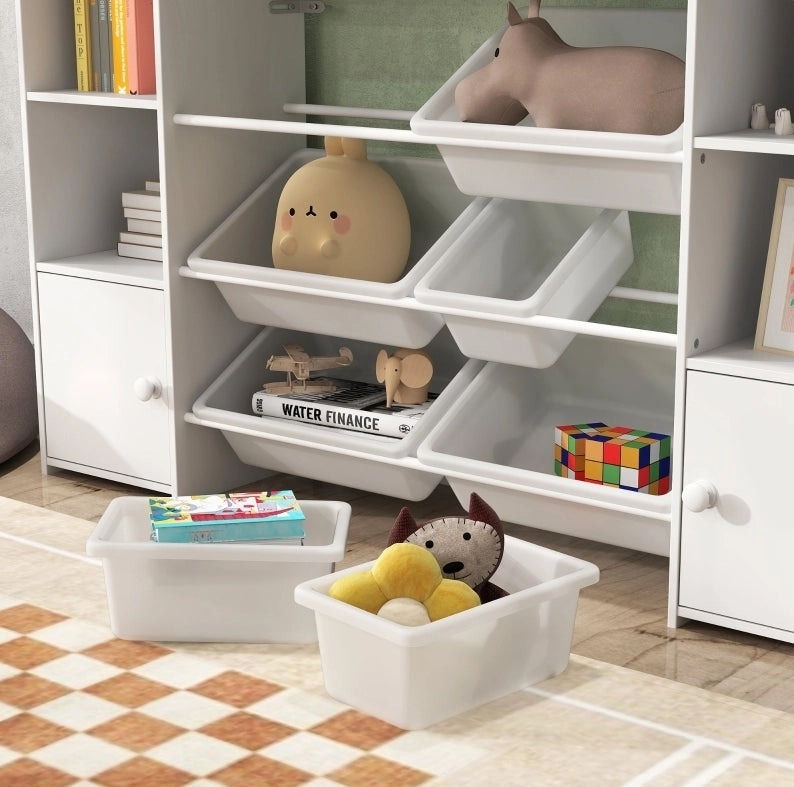 Libreria Montessori per bambini con 8 box removibili bianca