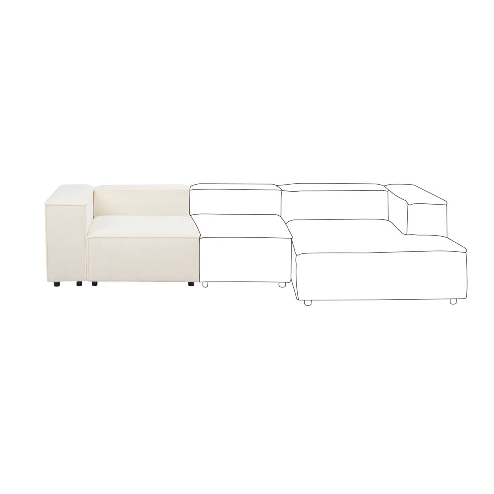 Modulo angolare a 1 posto rivestimento in tessuto bouclè bianco soggiorno stile moderno