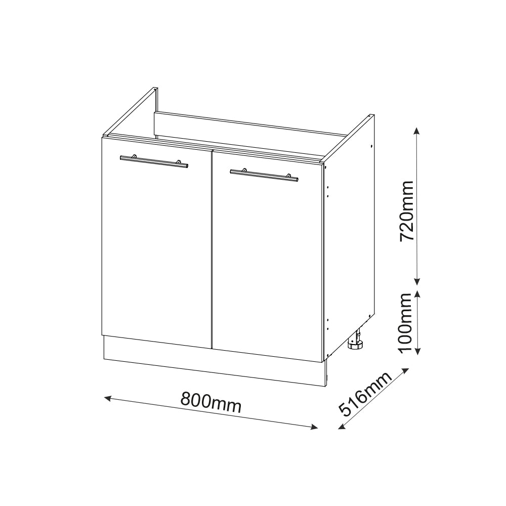 Vicco Mobile sottolavabo per bagno Rosso bordeaux lucido 80 x 82 cm senza piano di lavoro