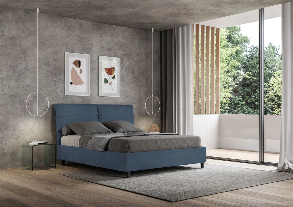 Letto Matrimoniale 160x200 cm con Rete e Contenitore Sleeper Blu