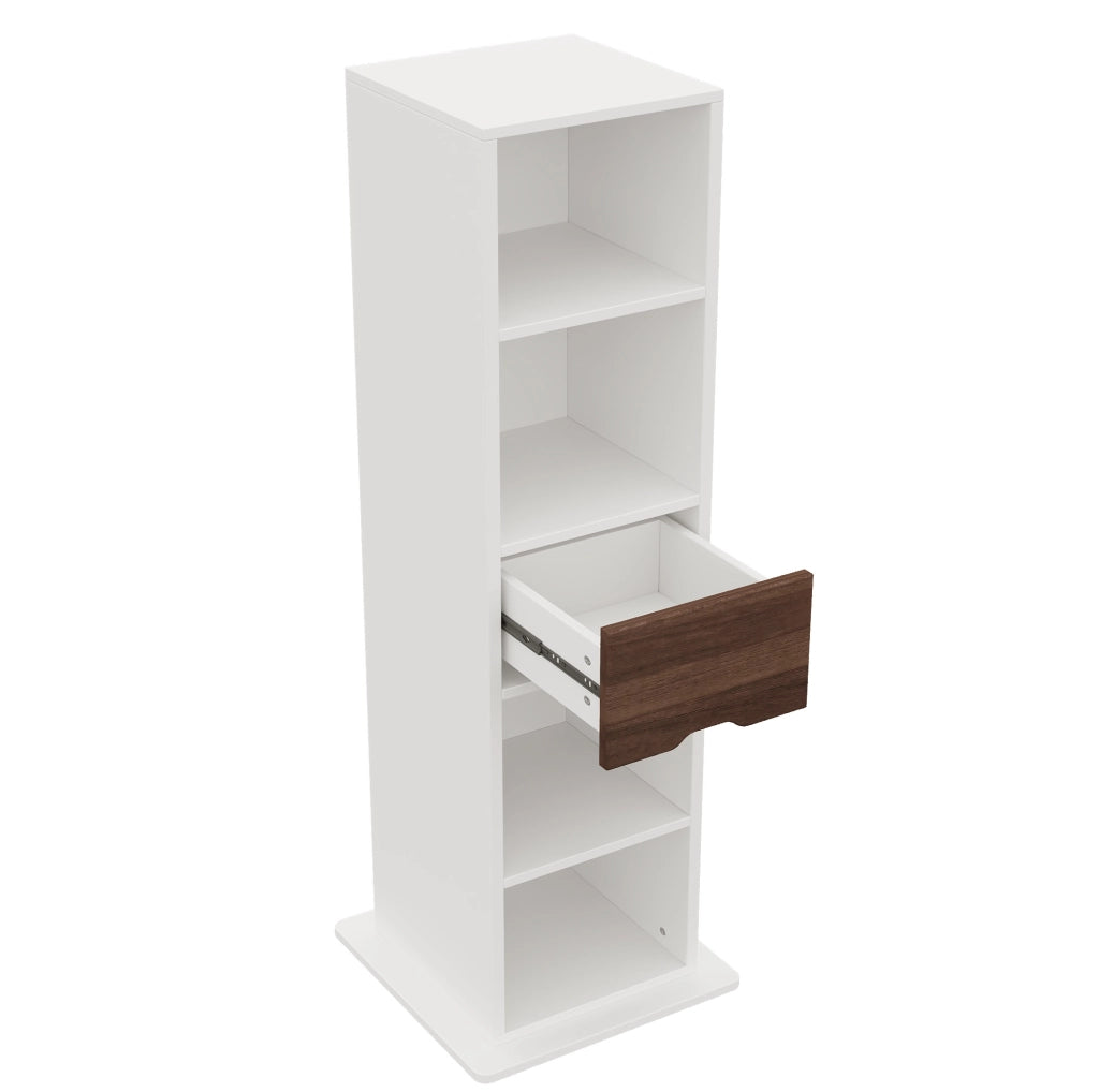 Armadio contenitore girevole con specchio 45x45x168 cm in MDF bianco salvaspazio