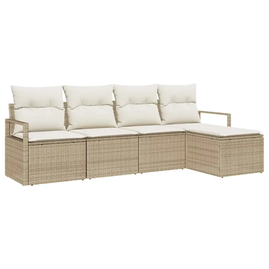 Set di divani con cuscino 5 pcs Beige e Crema polyrattan