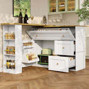 TAVOLO BAR ESTENSIBILE CON RIPIANO SNACK 138-204x39x105 cm Bianco MDF e metallo