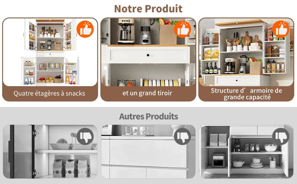 Mobile da cucina moderno 80x40x180 cm in MDF e truciolato, con 12 vani porta e cassetti. Credenza snack per soggiorno, cucina e sala da pranzo
