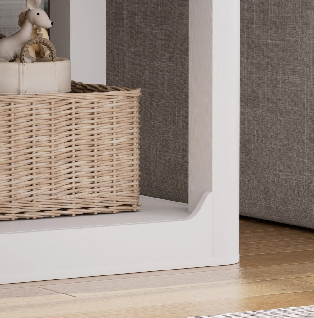 Set di 2 Tavolini Laterali Bianchi con Piano da 3 cm e Doppio Ripiano, 50x40x60 cm