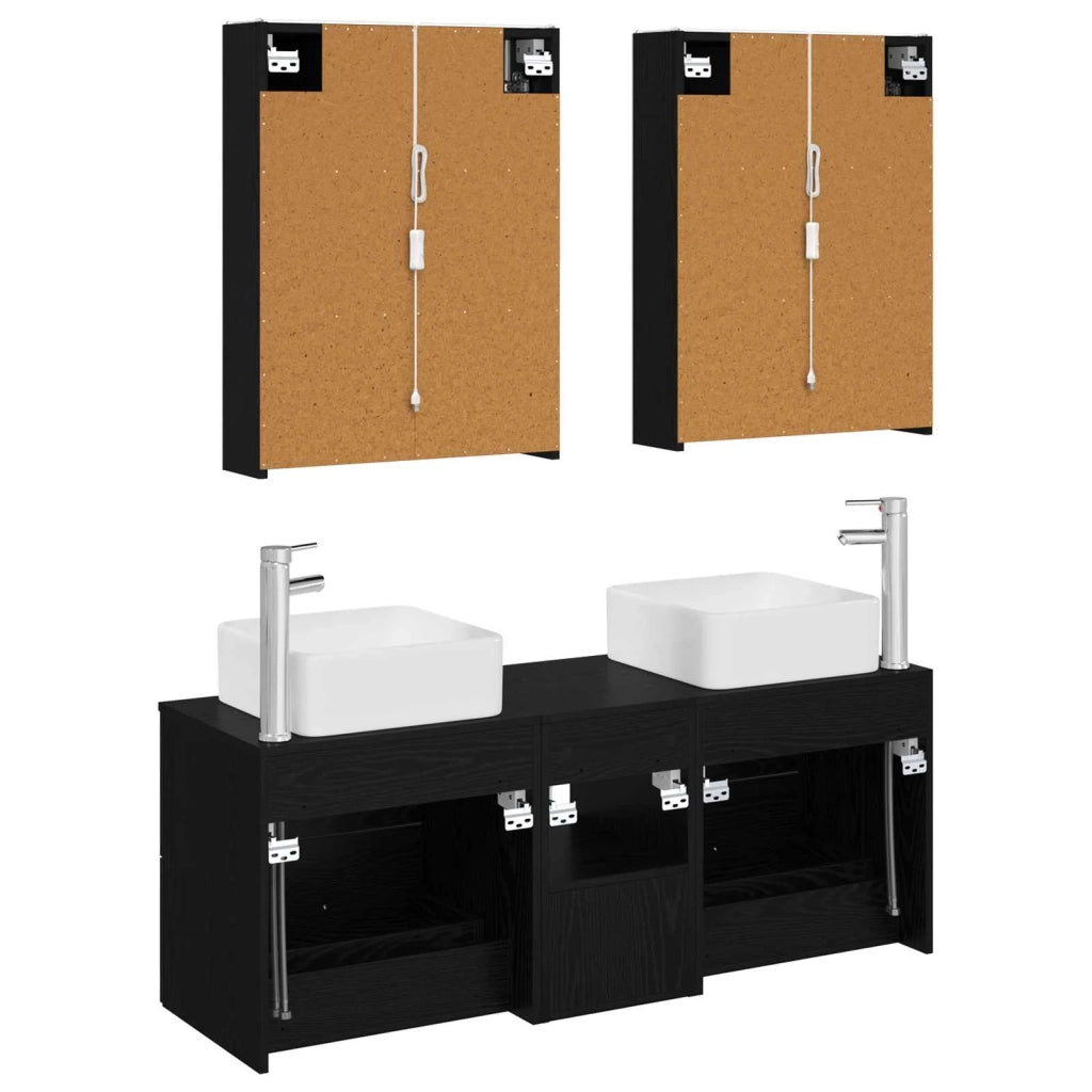 Set di mobili per il bagno 5 pz Rovere Nero 3406768