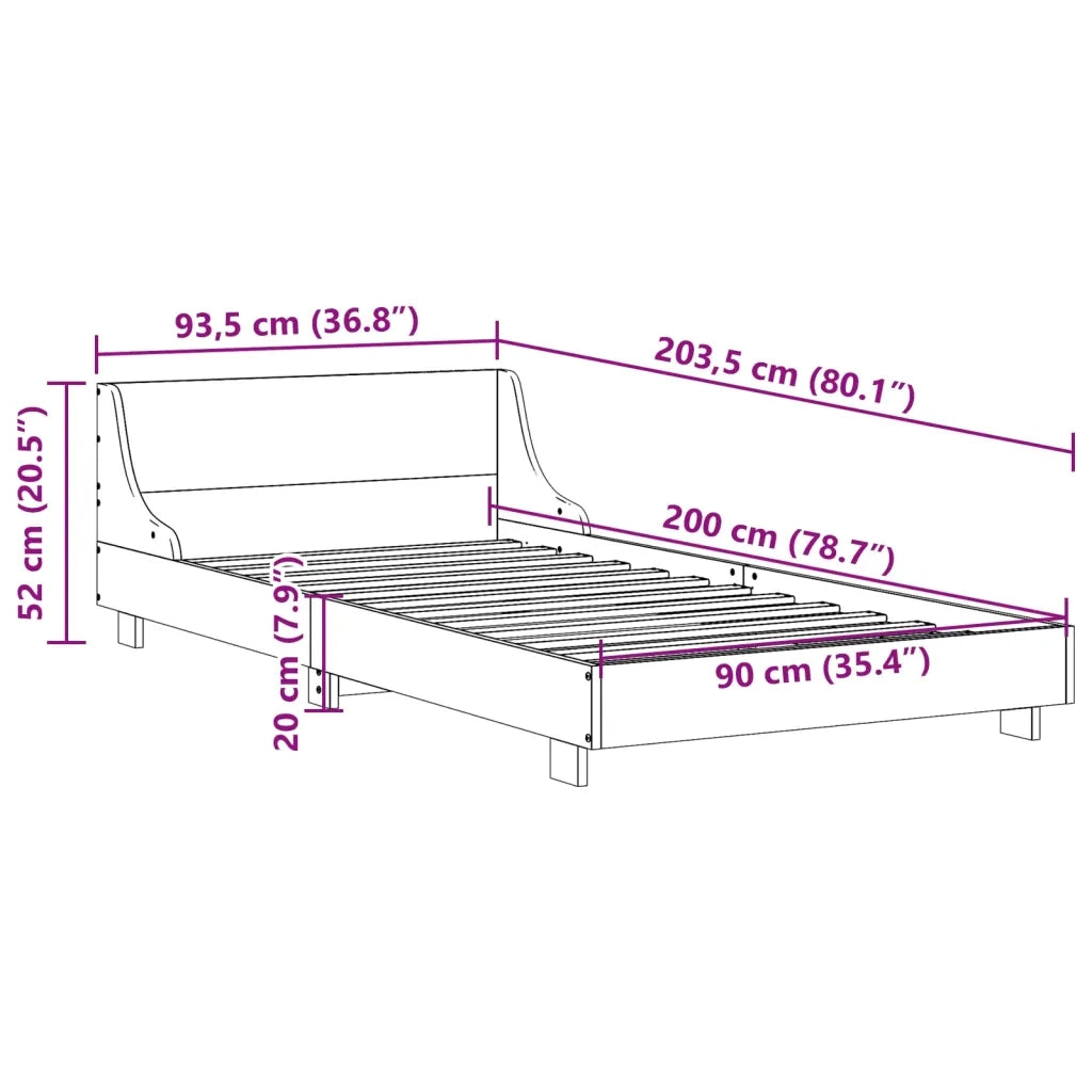 Letto senza Materasso Bianco 90x200 cm Legno Massello di Pino 850738