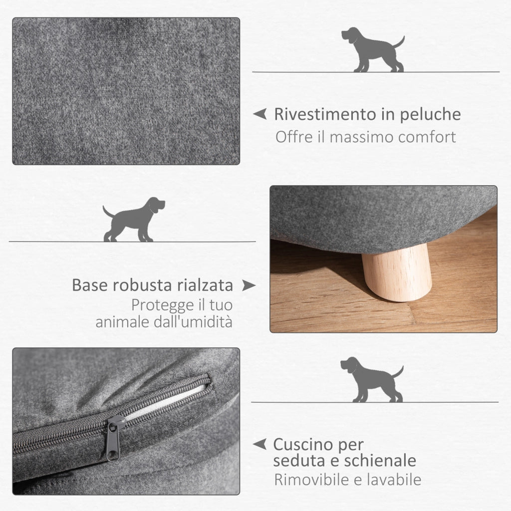 Cuccia per Cani con Cuscino ¨C zephmum ¨C Grigio Antracite 70x47x30cm