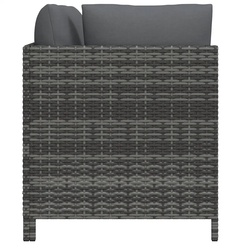 Divano da Giardino a 2 Posti-Sofa da giardino con Cuscini in Polyrattan Grigio