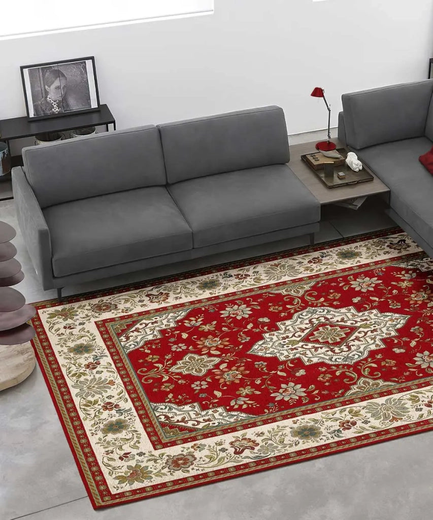 Tappeto Passatoia TABRIZ ROSSO cm.65x220 orientale classico in ciniglia multiuso lavabile velour antiscivolo