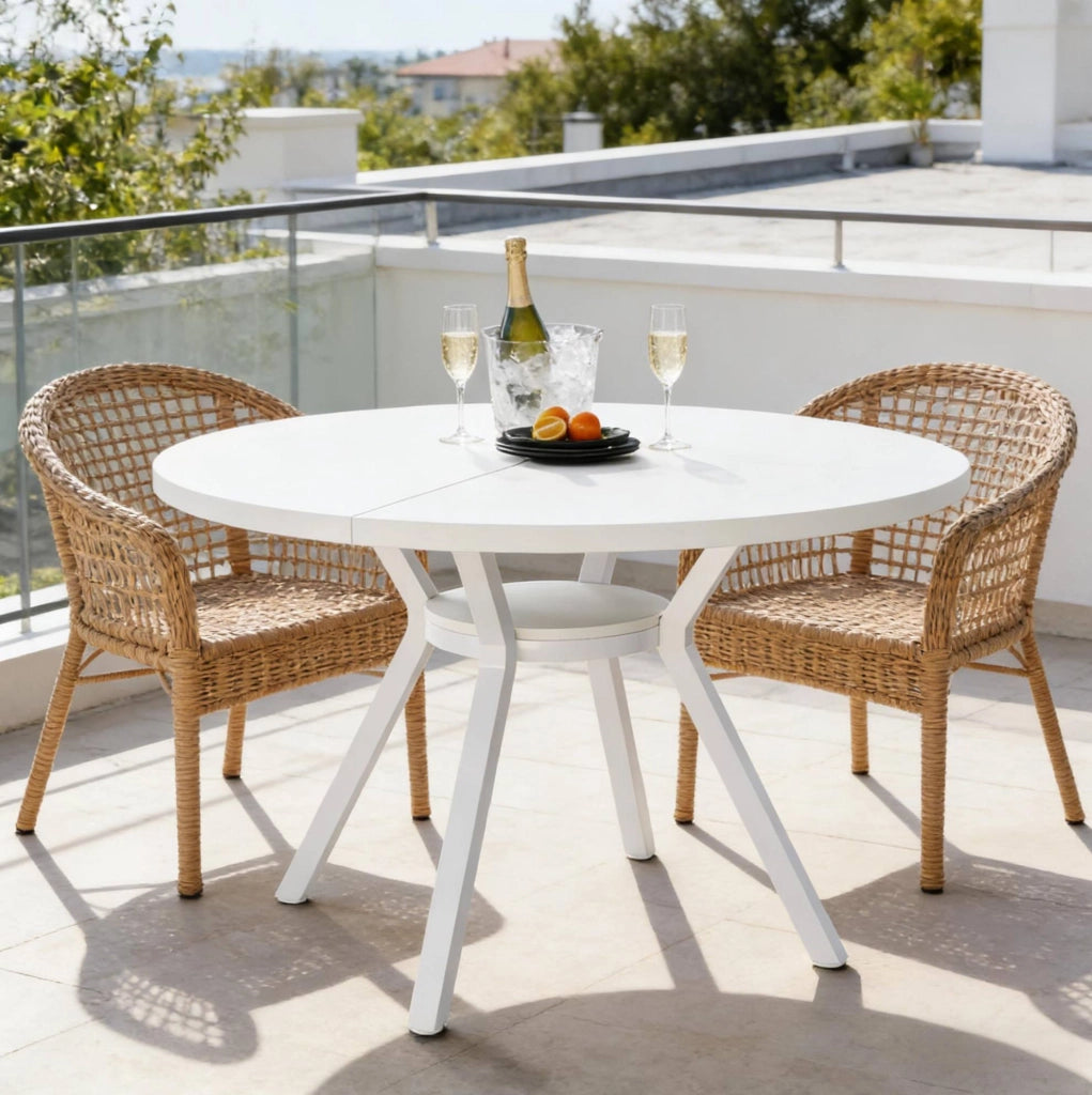 Tavolo da pranzo rotondo bianco Ø 119,4 cm in legno e metallo