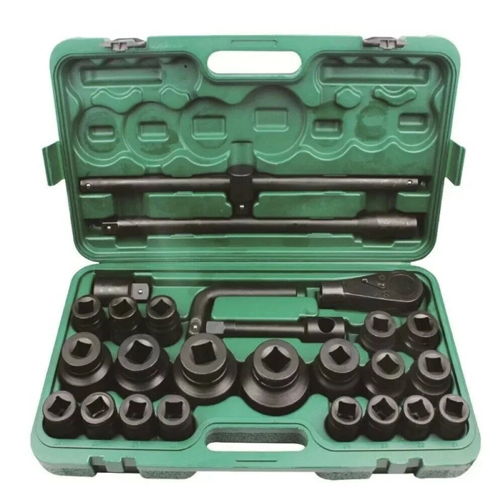Trade Shop - Set Chiavi A Bussola Esagonali 3/4" E 1" 26 Pz Per Camion Trattori Con Cricchetto -
