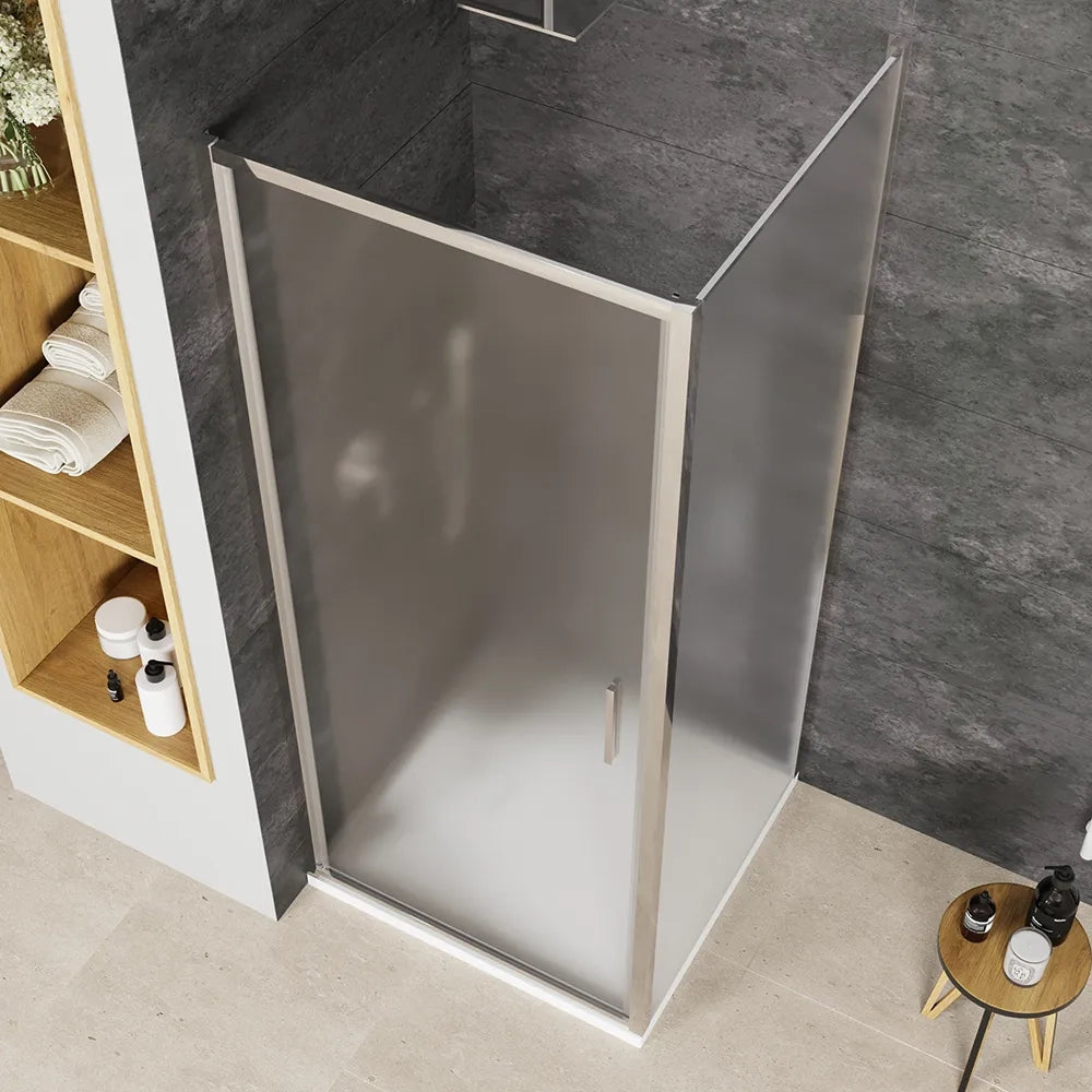 Box doccia slim 75x80cm con porta a battente e parete fissa profili cromati e vetro 6mm opaco h190| Portofino