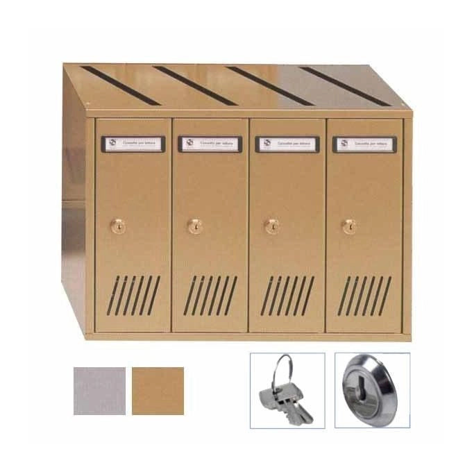 Silmec SC 7V Casellario Postale Verticale 4 Porte Alluminio 45,6x33x23,5 cm colore Argento
