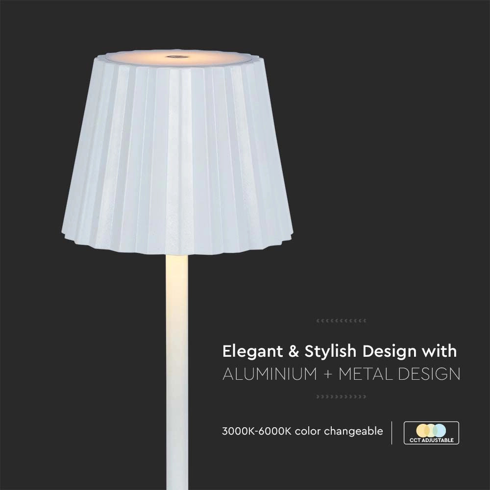 Lampada LED da Tavolo 1.5W 115x370mm Ricaricabile USB Touch CCT Colore Variabile Bianca – V-TAC – VT-1028-W