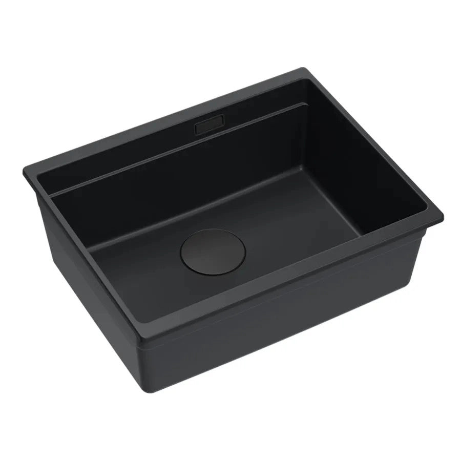 Lavello In Granito Logan 100 Black Tappo rame spazzolato