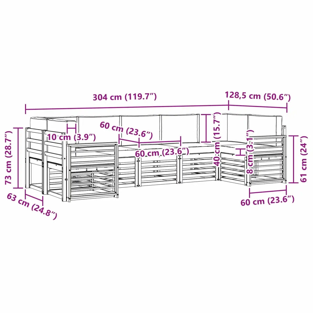 Set divano sezionale con cuscino 7 pcs Grigio Naturale e Chiaro 3375421