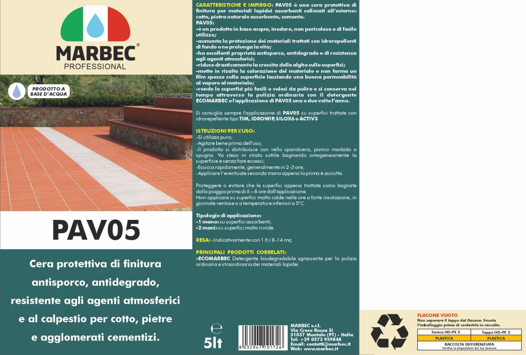Cera pavimento esterno PAV05   5LT
