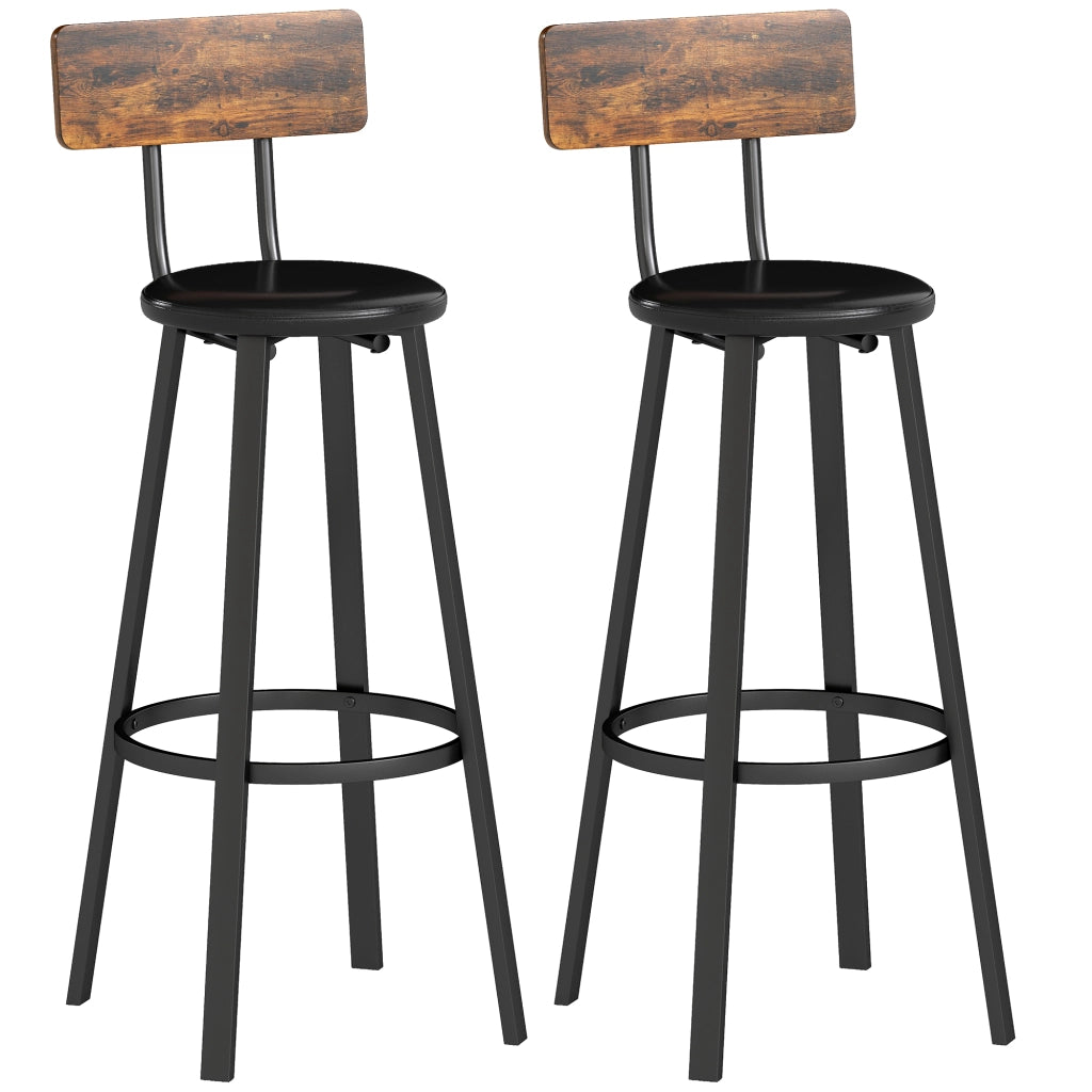 Sgabello da Bar 2 Pezzi con Schienale e Poggiapiedi ¨C Minimal ¨C Legno Massello Marrone 75.5 cm
