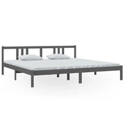 Letto matrimoniale | Letto per adulti | Giroletto Grigio in Legno Massello 200x200 cm