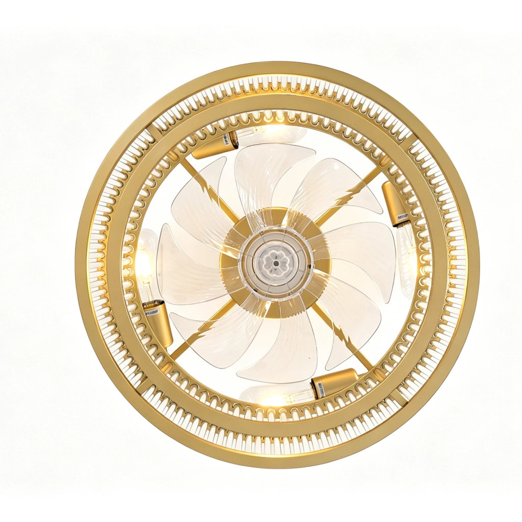 Ventilatore a soffitto in cristallo 19 pollici ¨C Minimal ¨C Ala ABS, controllo doppio tramite app, 6 velocit¨¤, silenzioso, oro