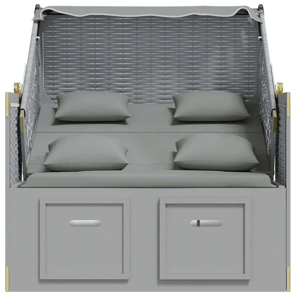 Strandkorb con Cuscini in Polyrattan e Legno Massello Grigio CFW2879513