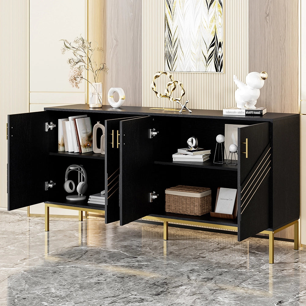 Buffet - Xylo - 4porte MDF nero/oro regolabile
