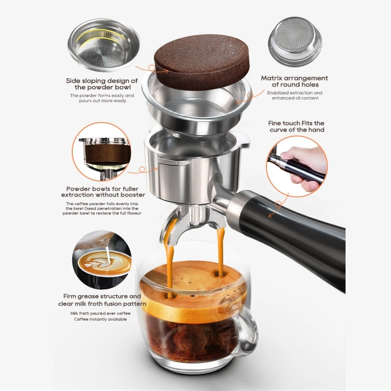 H10A Macchina da caffè espresso semiautomatica; regolazioni programmabili; lancia vapore 270°; serbatoio 1;8 L; 20 bar; argento