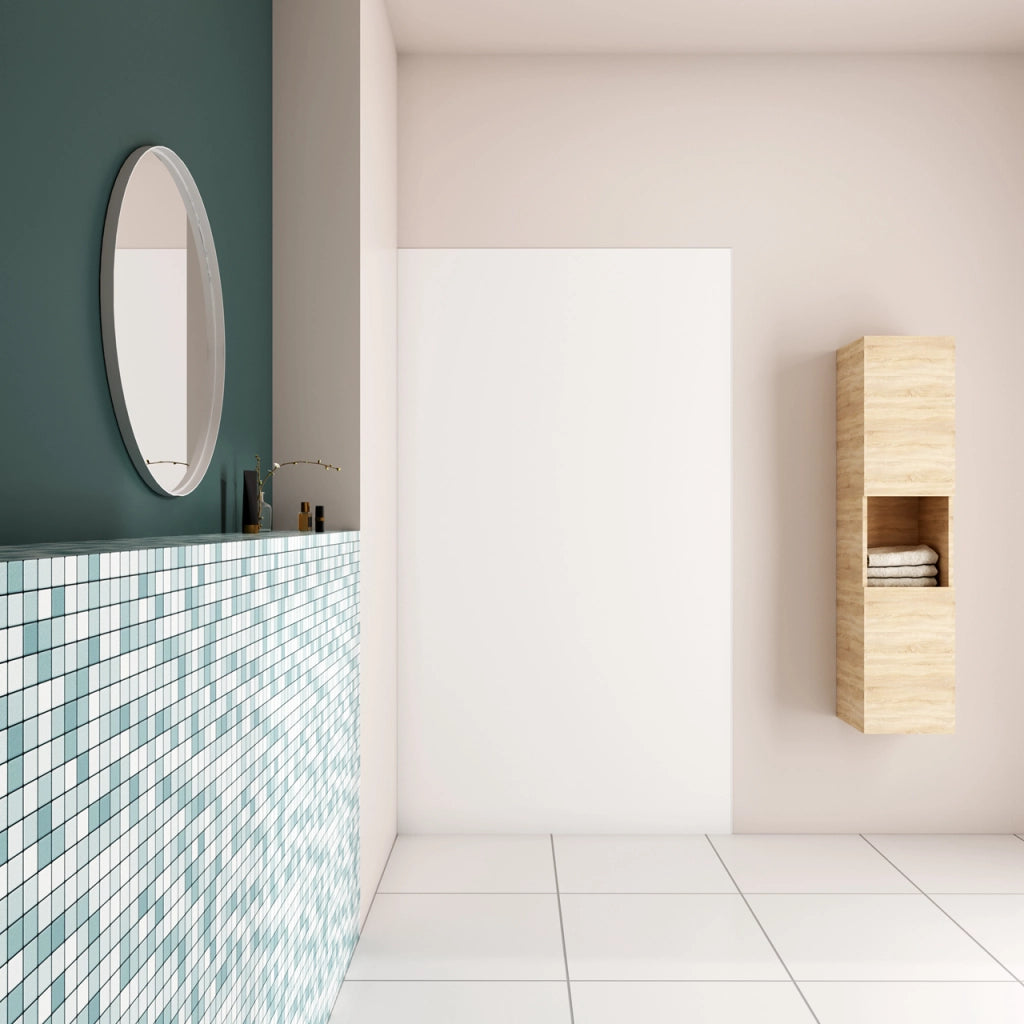 90x210 cm Pannello Doccia Realizzato in Alluminio Spessore 3mm con Profili Finitura Bianco Opaco per Rivestimento Parete Bagno