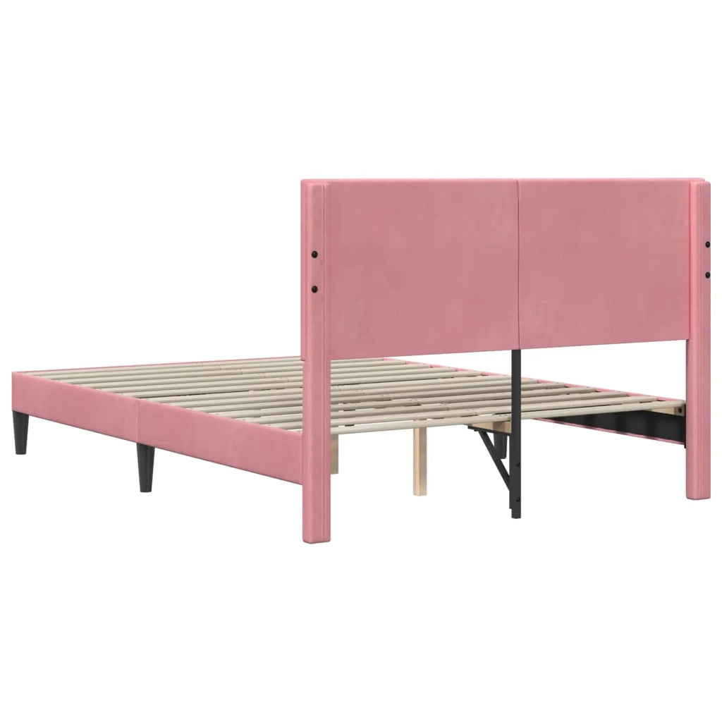 Letto matrimoniale | Letto per adulti | Struttura del letto con testiera Rosa 140 x 190 cm Velluto