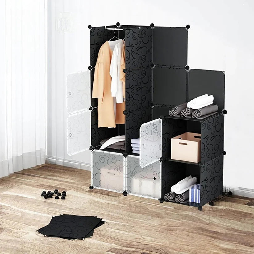 Armadietto con 12 cassetti, modulare e compatto, stile Box.