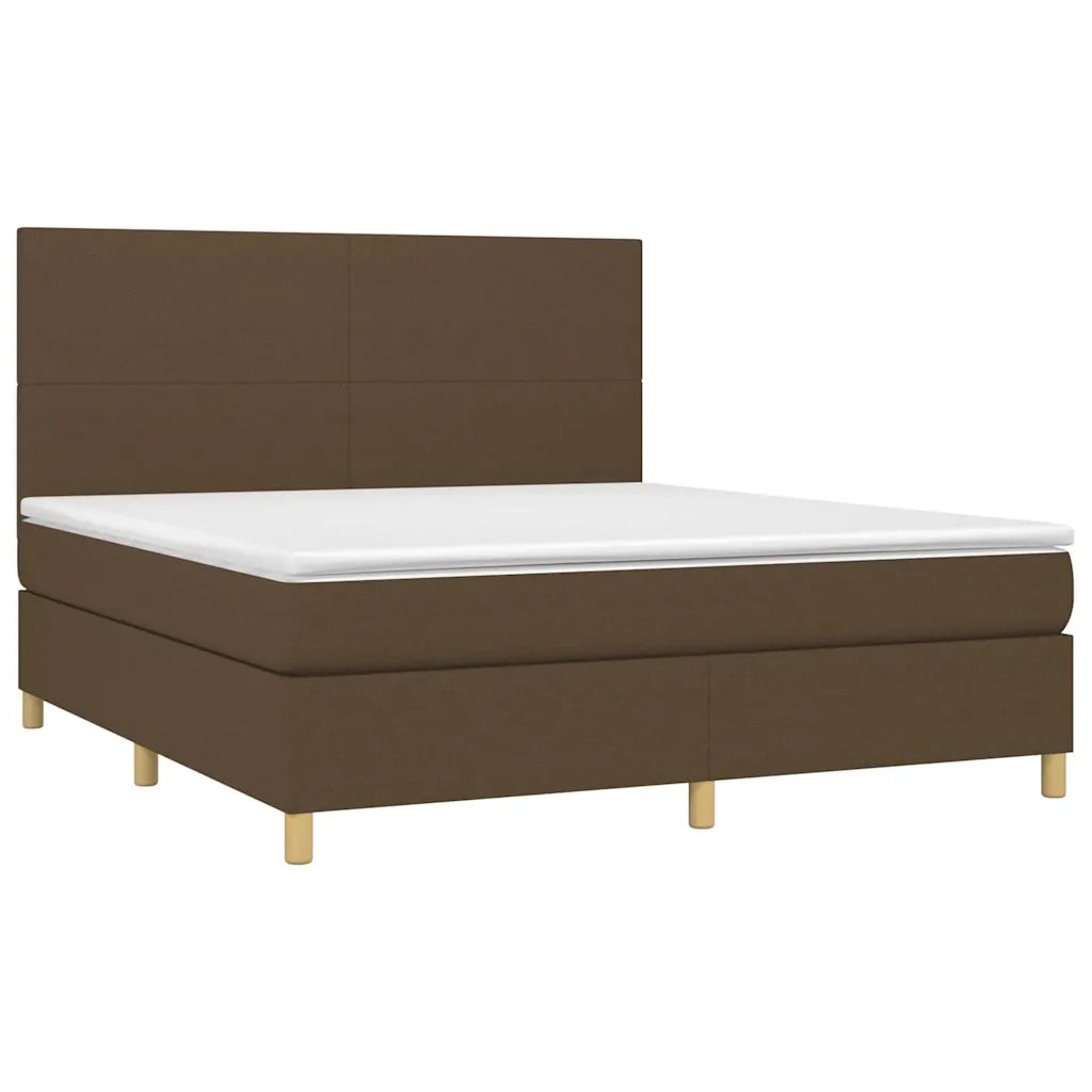 Letto a Molle Materasso e LED MarroneScuro 180x200cm in Tessuto 3135296