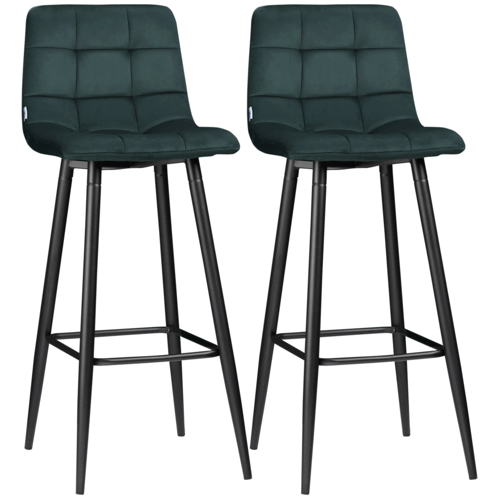 Sgabelli da Bar ¨C Zephmum ¨C Verde Velluto 2 Pezzi