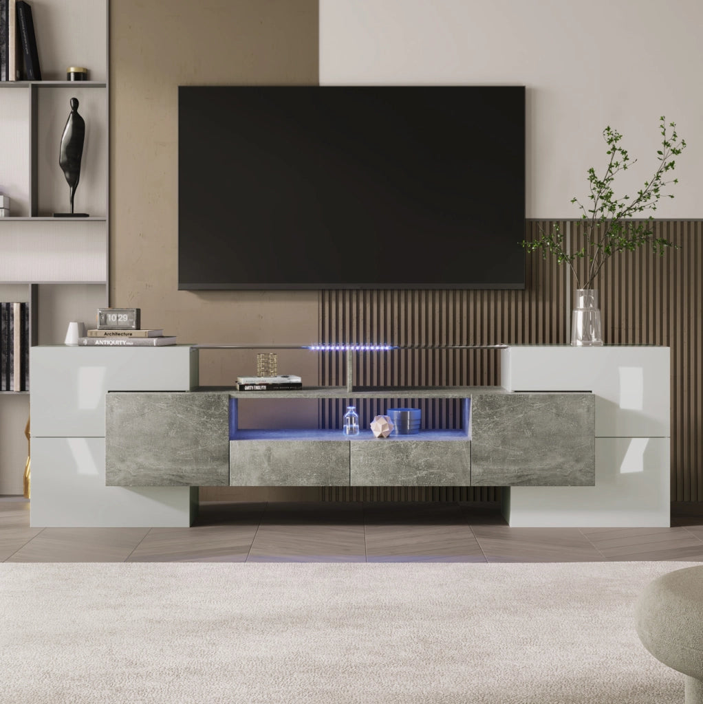 Mobile TV con LED; 200 x 35 x 60 cm; MDF; grigio
