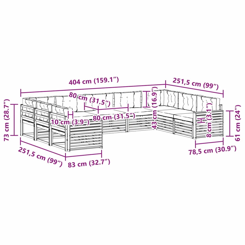 Set di divani da esterno 9 pcs Grigio Naturale e Chiaro 3374136