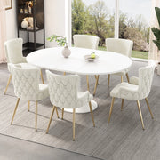 Sedie da Pranzo Set 6 Pezzi Velluto ¨C Xylo ¨C Beige, Gambe in Metallo Dorato