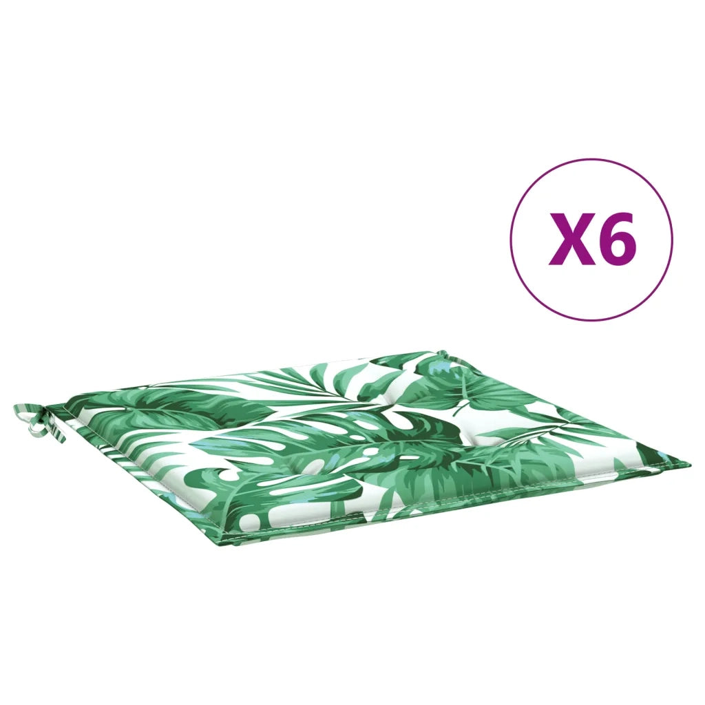 Cuscini per Sedia 6 pz | Cuscini per sedie Motivo a Foglie 50x50x4 cm in Tessuto