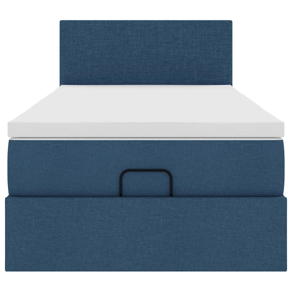 Pouf Letto con Materasso Blu 100x200 cm in Tessuto