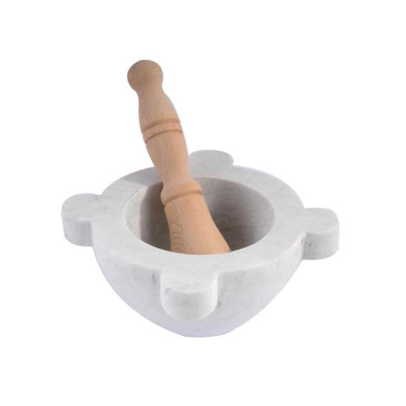 Mortaio Marmo con Pestello Legno 14
