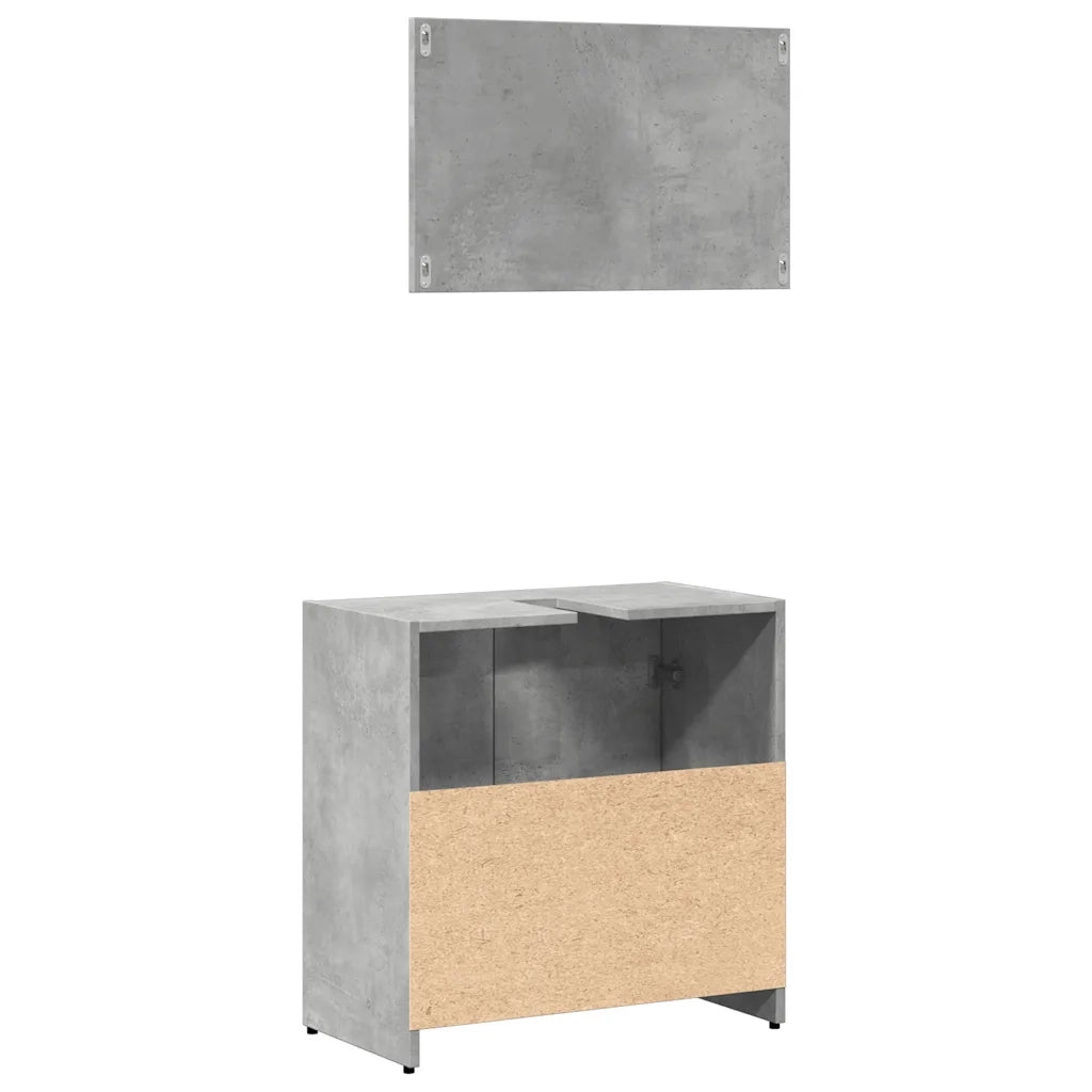 Mobile da Bagno con Specchio Grigio Cemento Legno Multistrato 856041