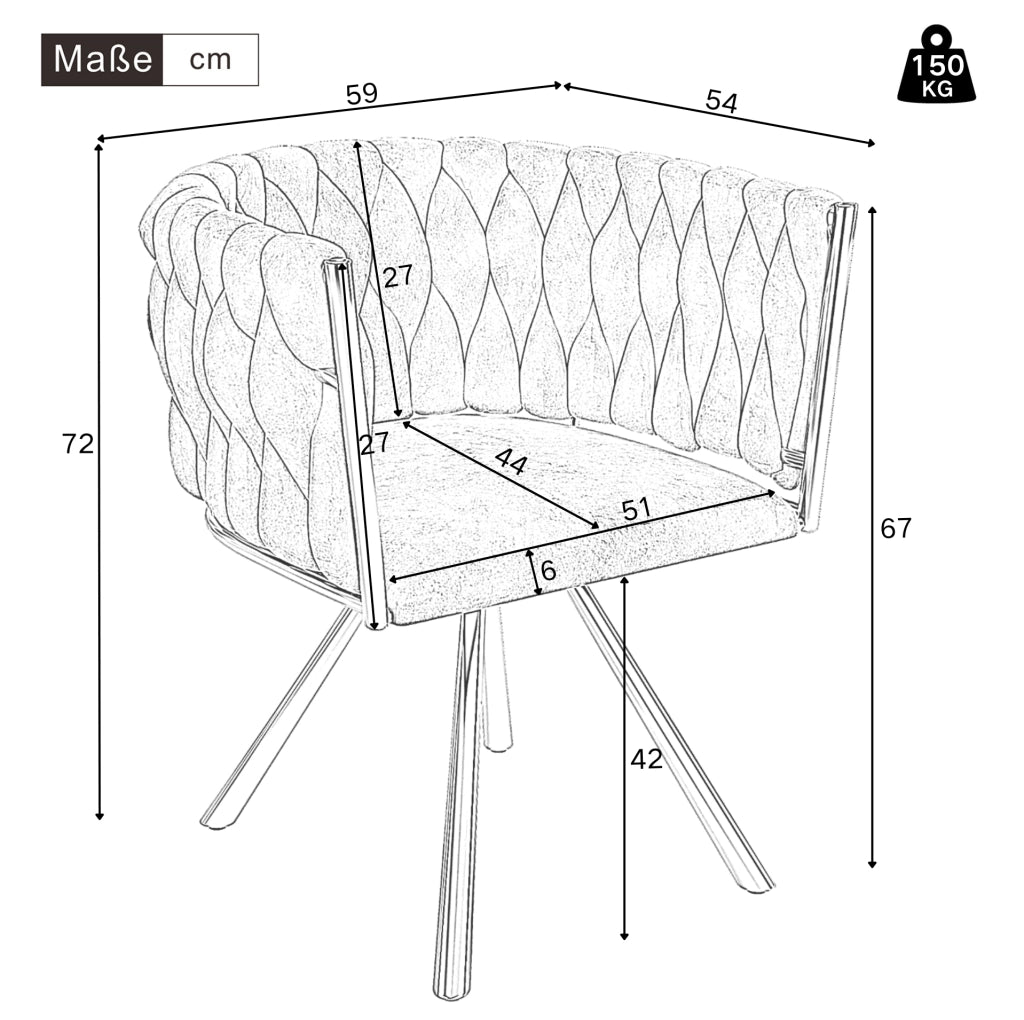 Sedia da pranzo girevole 360° in velluto beige e oro