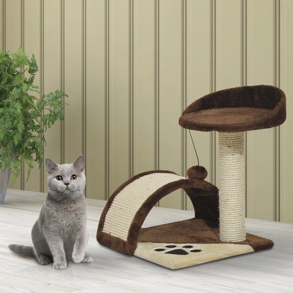 EasyComfort Albero Tiragraffi per Gatti per Gioco e Relax 36x36x44 cm Marrone
