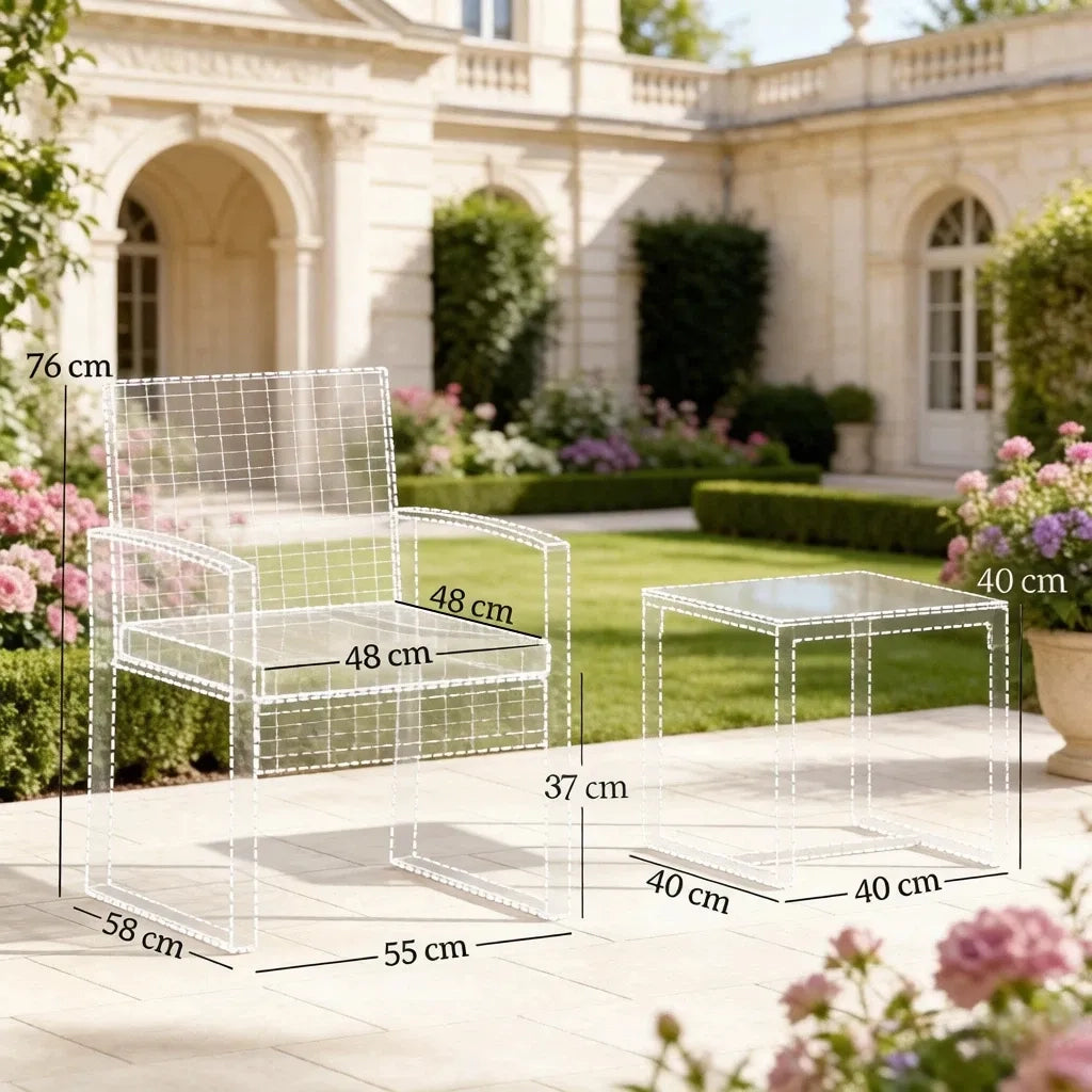 Set mobili da giardino, tavolo e 2 sedie per patio e bistro