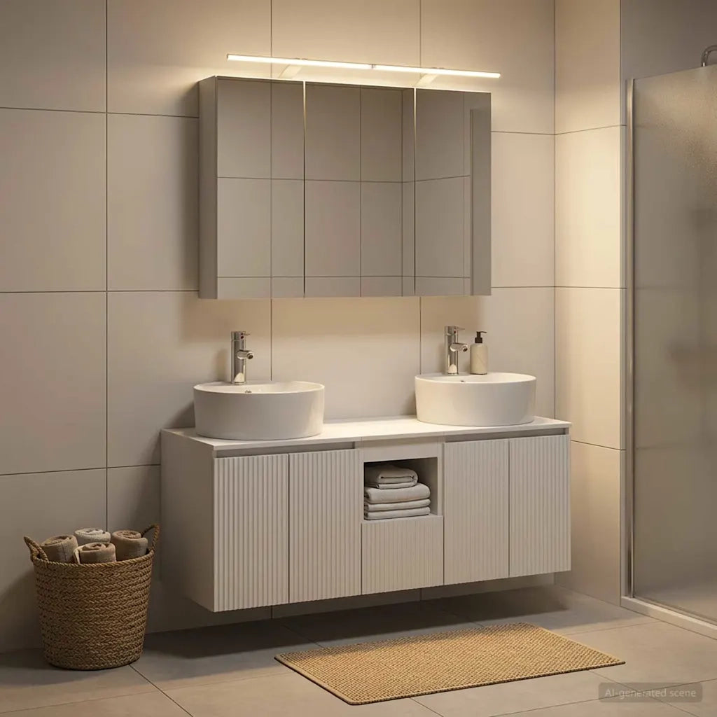 Set di Armadi da Bagno 4 pz Bianco Legno ingegnerizzato 3406455