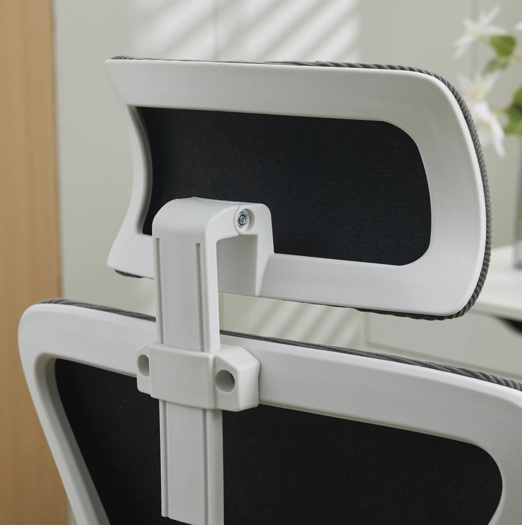 Sedia da Ufficio Ergonomica con Schienale in Rete, Supporto Lombare Regolabile e Poggiatesta - Poltrona Direzionale Alta per Casa e Ufficio
