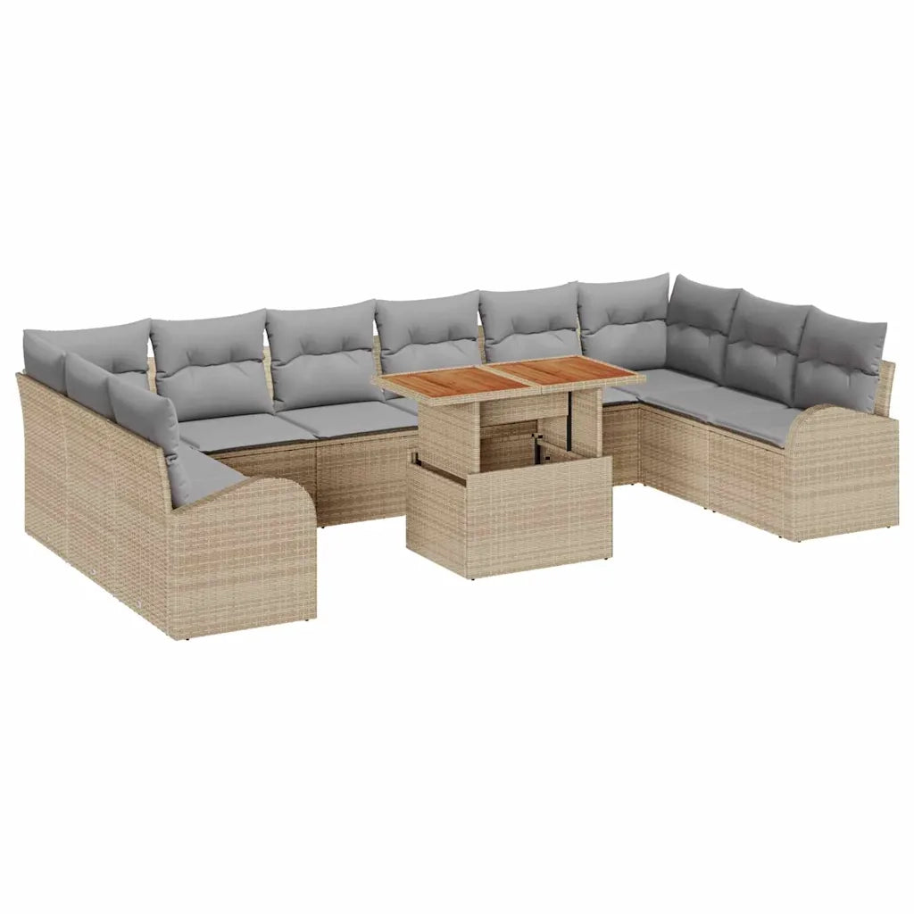 Set Divano da Giardino con cuscino 11 pcs beige e grigio chiaro