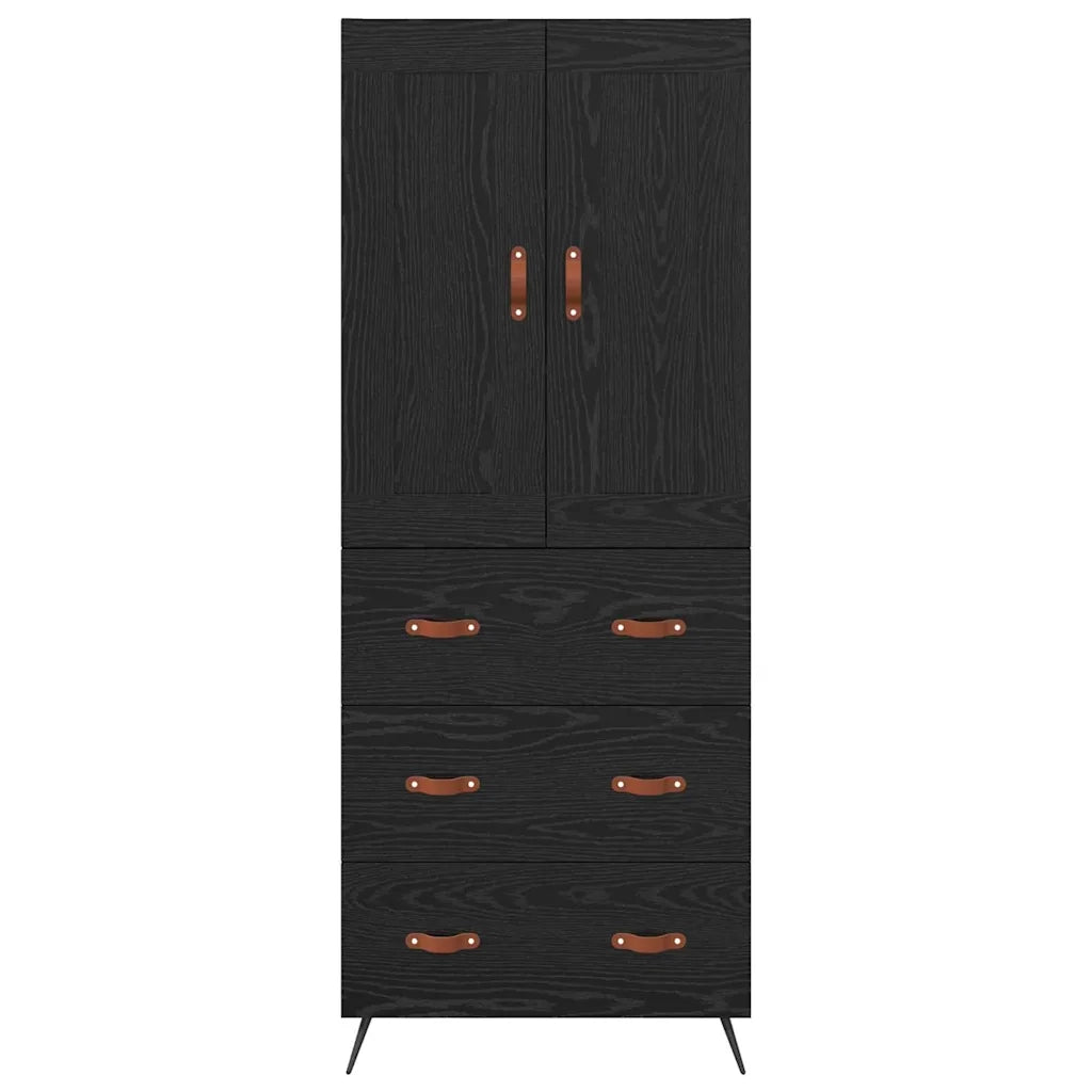 Credenza | Madia | Buffet da pranzo | Armadio da pranzo Rovere Nero 69,5 x 34 x 180 cm Legno multistrato