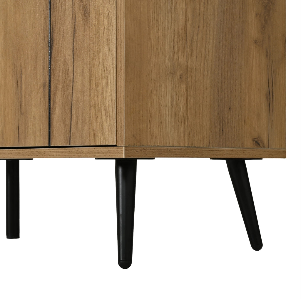 Credenza sideboard 140x35x67 cm con 2 cassetti e 3 ante nero e legno HAVRYA