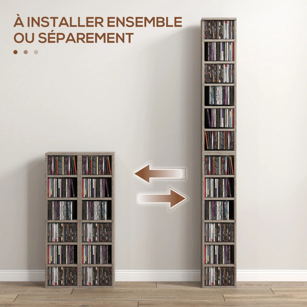 Libreria a colonne 2 pezzi ¨C Xylo ¨C 12 scomparti per CD DVD grigio scuro 21x22,5x88,5 cm